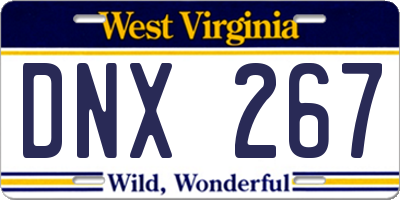 WV license plate DNX267