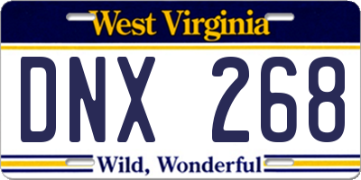 WV license plate DNX268