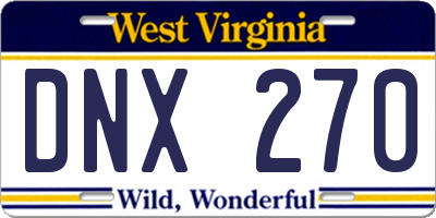 WV license plate DNX270