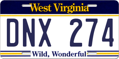 WV license plate DNX274