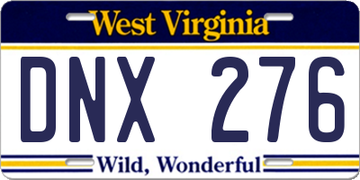 WV license plate DNX276