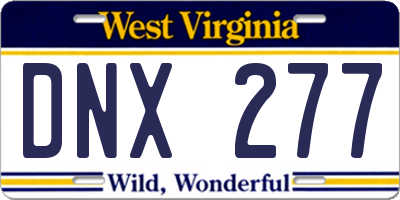 WV license plate DNX277