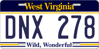 WV license plate DNX278