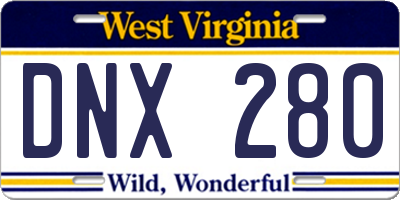 WV license plate DNX280
