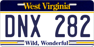 WV license plate DNX282