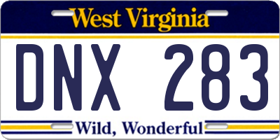 WV license plate DNX283