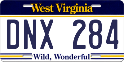 WV license plate DNX284