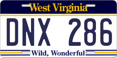 WV license plate DNX286