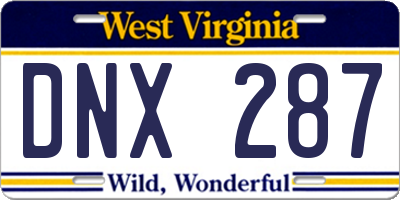 WV license plate DNX287