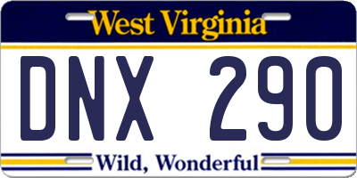 WV license plate DNX290