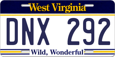 WV license plate DNX292