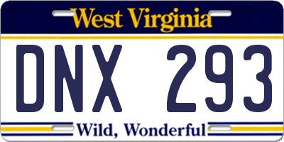 WV license plate DNX293