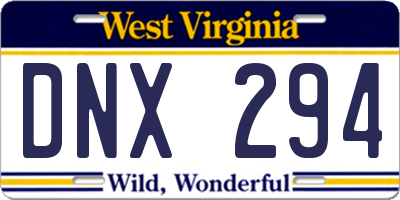 WV license plate DNX294