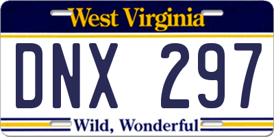 WV license plate DNX297