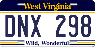 WV license plate DNX298