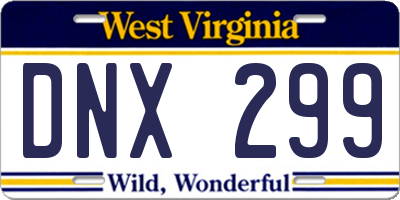 WV license plate DNX299