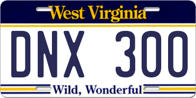 WV license plate DNX300