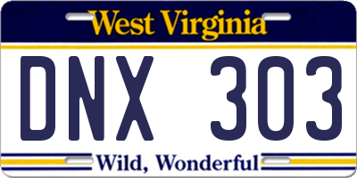 WV license plate DNX303