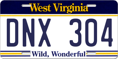 WV license plate DNX304