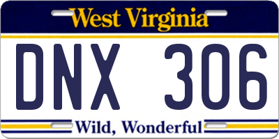 WV license plate DNX306