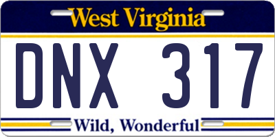 WV license plate DNX317