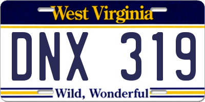 WV license plate DNX319
