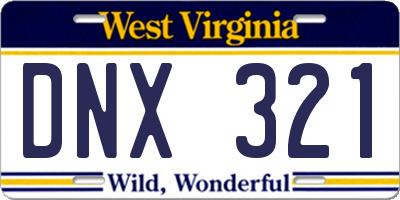 WV license plate DNX321