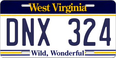 WV license plate DNX324
