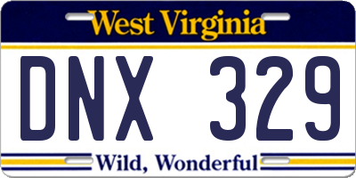WV license plate DNX329