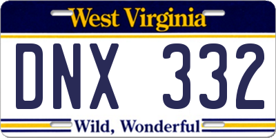 WV license plate DNX332
