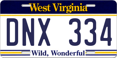 WV license plate DNX334