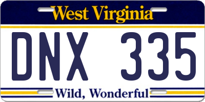 WV license plate DNX335