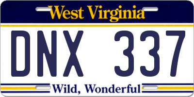WV license plate DNX337