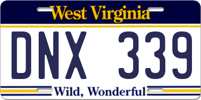 WV license plate DNX339