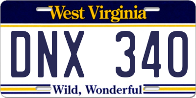 WV license plate DNX340