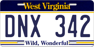 WV license plate DNX342