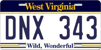 WV license plate DNX343