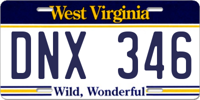 WV license plate DNX346