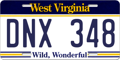 WV license plate DNX348