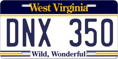 WV license plate DNX350