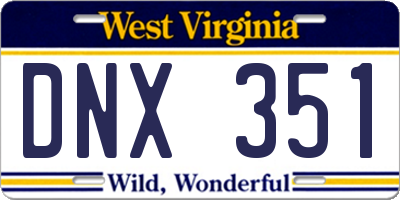 WV license plate DNX351