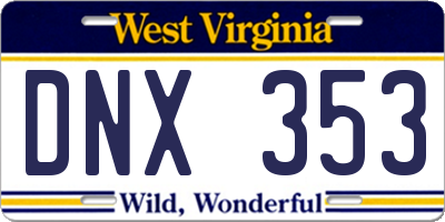 WV license plate DNX353