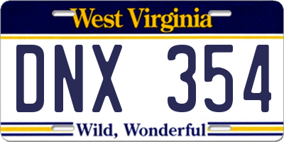 WV license plate DNX354