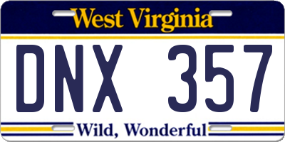 WV license plate DNX357