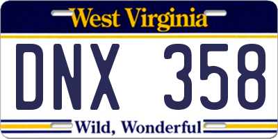 WV license plate DNX358