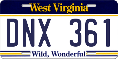 WV license plate DNX361