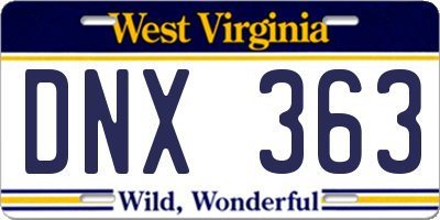 WV license plate DNX363