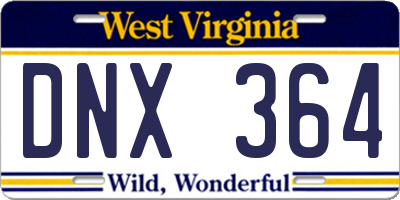 WV license plate DNX364