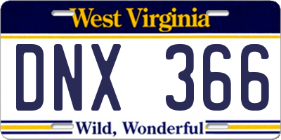 WV license plate DNX366