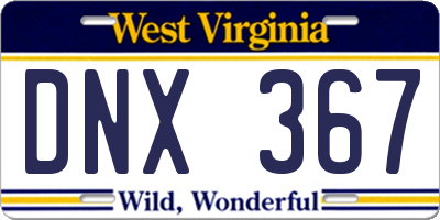 WV license plate DNX367